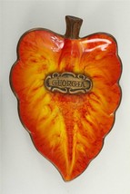 Vintage Mcm Mid Century Treasure Craft Orange Ceramic Georgia State Leaf Ashtray - £14.90 GBP