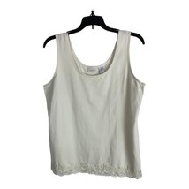 Chicos Womens Shirt Adult Size 2=Large Cream Ivory Lace Tank Stretch Norm Core - £19.25 GBP