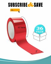 36 Rolls Of Red Carton Sealing Tape 2&quot; x 55 Yds Thickness 2 Mil - £81.94 GBP