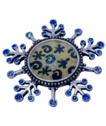 Snowflake Pin Brooch Blue Whimsical Winter Holidays Christmas Swirls Snow - £10.18 GBP