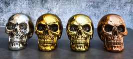 Pirate&#39;s Loot Metallic Silver Gold Brass And Copper Tone Skulls Mini Figurines - £16.77 GBP