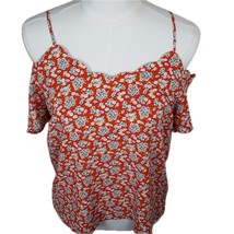 Monteau Los Angeles Scalloped Cold Shoulder Floral Blouse Med 0153 - €9,42 EUR
