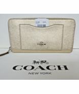 COACH F54007 cross grain leather accordion Zip Around Wallet Platinum NWT - $119.25 CAD