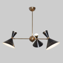 Mid Century Brass Chandelier Light Sputnik Pendant 3 Arms Fixture Elegant Light - £162.66 GBP