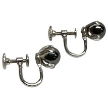 Uncas Sterling Silver Hematite Round Ball Screw back  Earrings  Vintage - $50.00