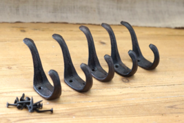 5 Coat Hooks Hat Hook Hall Tree 3&quot; Rustic Towel Vintage Style Cast Iron ... - £18.06 GBP