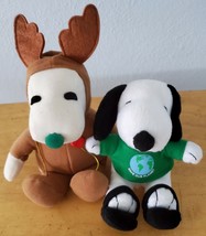 Two Peanuts Snoopy Jingles Christmas Reindeer &amp; Save Our Planet Met Life Plush - £11.72 GBP