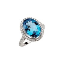 Authenticity Guarantee 
Swiss Blue Topaz and Diamond Ring in 14k White Gold S... - £1,564.47 GBP