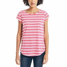 Nautica Womens Slub Tee,Pink Stripes,X-Large - £27.17 GBP