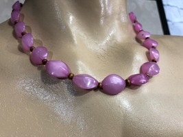 Purple Single Strand Beaded Womens Necklace Lobster Closure - $11.45