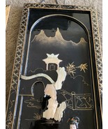 VTG Oriental Asian Lacquer Carved Abalone Mother Of Pearl Geisha Wall Pa... - $769.13 CAD