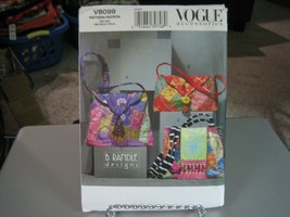 Vogue B Randle V8099 Quilted Fabric Handbags Pattern - 13 X 10, 12 X 10 & 12 X 7 - $15.90