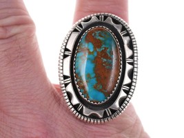 sz7 Large High Grade Nevada Turquoise Native American Sterling ring - £240.14 GBP