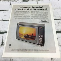 Vintage 1969 Toshiba Color Television Set Advertising Art Collectible Pr... - £7.75 GBP