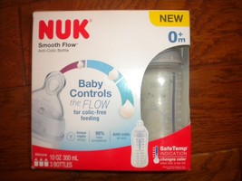 NUK Baby Bottles 0+m Smooth Flow Anti Colic 10oz 3 Pack Safari New - £9.33 GBP