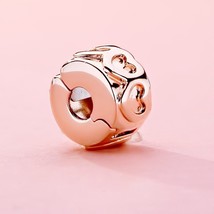 Rose Gold Row of Hearts Clip Charm Beads Fits DIY Moments Bracelets Neck... - $314.29 MXN