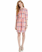 NWT Tommy Hilfiger Women`s Plaid Shirt Dress XS S 0 2 4 6 Cotton Shirtdress New - £56.82 GBP