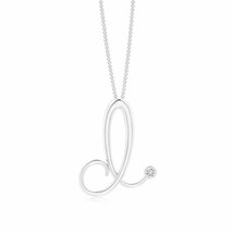 Bezel Set Diamond Lowercase &quot;D&quot; Initial Pendant in 14K White Gold - £304.46 GBP