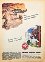 WWII-1944 Vintage Print Ad-USS-UNITED STATES STEEL-Beachhead Runways-STE... - $13.77