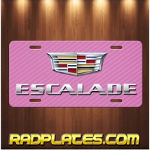 ESCALADE Inspired Art on Simulated Carbon Fiber Aluminum License Plate Pink - £15.40 GBP