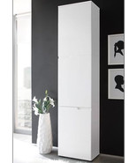 Santino Tall Narrow Bookcase with White Gloss Doors S13 - £208.40 GBP