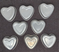 Lot/8 VTG Gelatin Baking Tart Aluminum Tins HEART SHAPED 3-3/8x3-3/8&quot; Molds 4 oz - £15.14 GBP