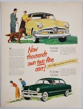 1950 Print Ad The &#39;50 Ford Convertible &amp; Tudor Sedan Happy Couple &amp; Irish Setter - £16.31 GBP
