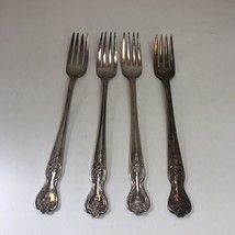 4 Grill Forks Magnolia Wm Rogers Extra Plate Flatware Original 7.5&quot; - £15.56 GBP