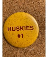 Vintage Huskies #1 Pinback Pin Washington Seattle Sports Collectible 2.25&quot; - £5.68 GBP