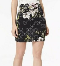 GUESS Womens S Jet Black Midnight Lily Print Dan Floral Lace Up Mini Skirt NEW - £16.58 GBP