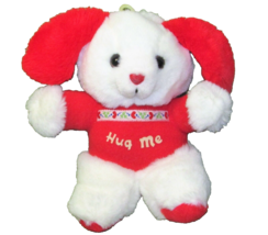 8&quot; VINTAGE FAIRVIEW HUG ME DOG 1991 PLUSH STUFFED ANIMAL PUPPY WHITE RED... - £10.61 GBP