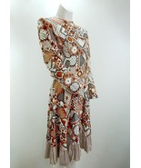 Vintage Secretary Dress Multi Color Geometric Print Long Sleeve USA Smal... - $94.71 CAD
