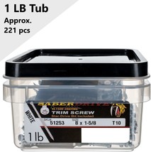 Saberdrive White Trim Screws 1 LB, Approx. 221 Pieces, #8 x 1-5/8&quot; , New - $31.33 CAD