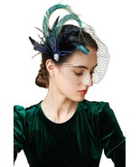 Veil Fascinator Hat for Women Feather Fascinators Hair Clip with Removab... - $36.37