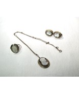 Vintage 800 Silver Carved Shell Cameo Necklace Ring &amp; Earrings Set K522 - £59.13 GBP