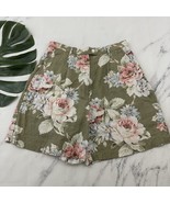 Evan Picone Womens Vintage 90s Linen Shorts Size 6 Green Pink Floral Ple... - $35.19 CAD