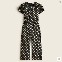 New Crewcuts Toddler Girls Drape Gold Star Ruffle Short Sleeve Black Jumpsuit 4 - £23.97 GBP