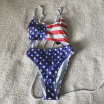 Meyeeka Stars and Stripes One Piece Swimsuit Women’s Size Small Flag Pat... - $18.65