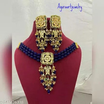 Kundan Choker Meena Necklace Earrings Jewelry Set Trending Bridal Ethnic51 - £26.30 GBP