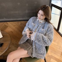 Lucyever Korean Style Lamb Jackets Women 2022 New All-Match Loose Furry Coat Lad - £56.94 GBP