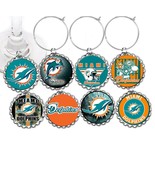 Miami Dolphins decor party wine glass cup charms markers 8 party favors - £8.53 GBP