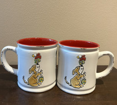 Spectrum Set of 2 Dog With Christmas Gifts    Stoneware Coffee Mugs New - £29.06 GBP