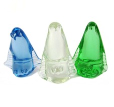 Blue Green Clear Art Glass Penguin Figurine Bird Set of 3 Paperweight Ro... - £20.56 GBP