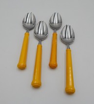 Oxford Hall Soup Table Spoons Yellow Handle Flatware Stainless Japan Set... - $12.99