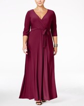 Love Squared Womens Plus Size Faux Wrap Maxi Dress Color Red Size 1X - £46.49 GBP
