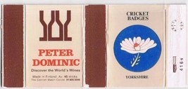 UK Matchbox Cover Cricket Badges Yorkshire Peter Dominic Wines Finland - £1.14 GBP
