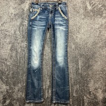 Miss Me Jeans Womens 26 28x33 Medium Wash Fade Signature Slim Bootcut Lo... - £17.75 GBP