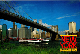 Vtg Postcard Brooklyn Bridge New York Circle Line Ferry East and Hudson River - £5.13 GBP