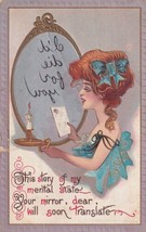 Woman Looking On The Mirror 1914 This Story Of My Mental State Postcard D26 - £2.28 GBP