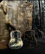 Mini Guitar Ornament Handmade Wooden Electric Wave Pattern Guitar Decor ... - $56.66 CAD